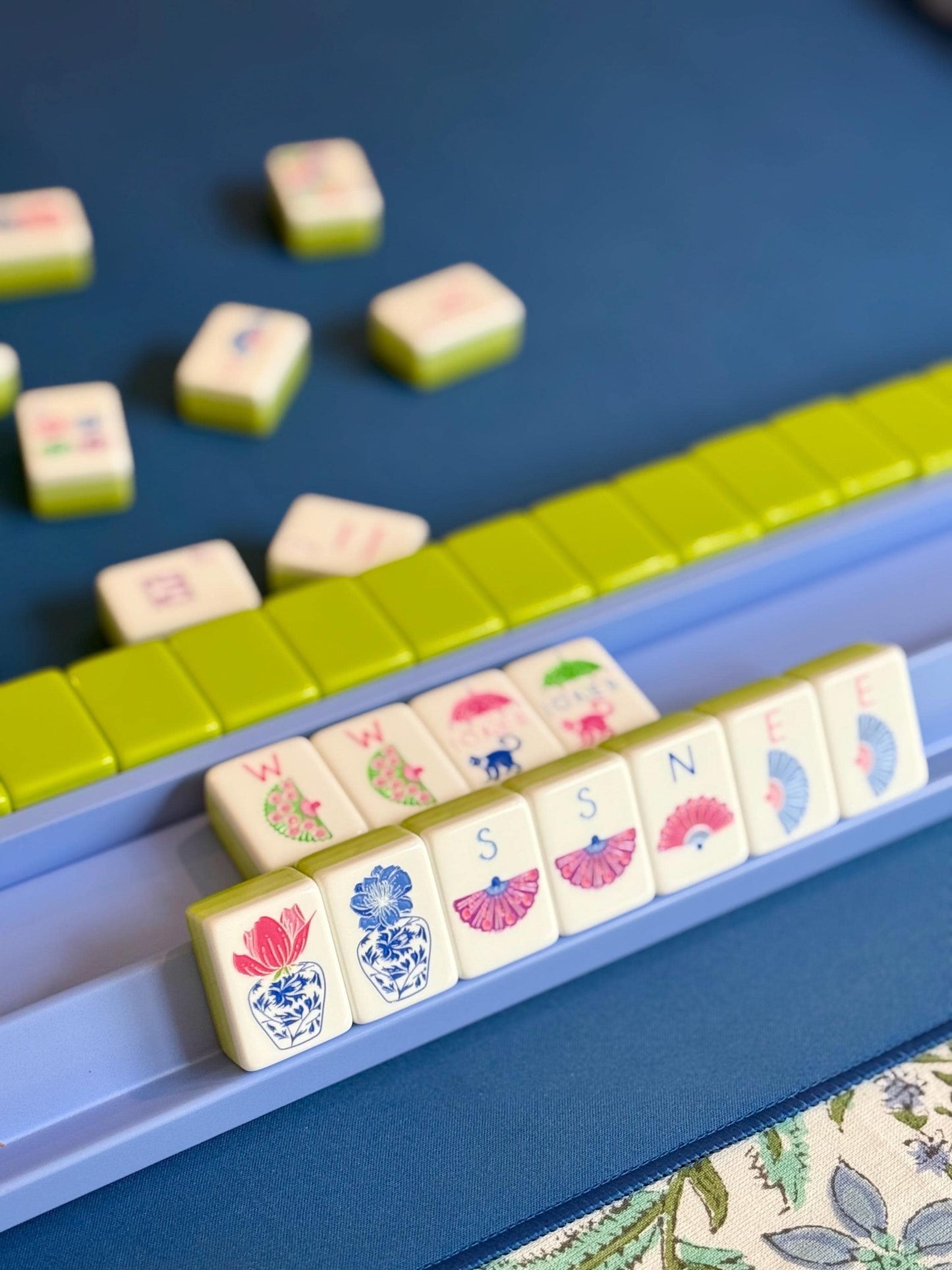 Wooden Mahjong Rack with Magnetic Pusher – Set of 4 19" racks