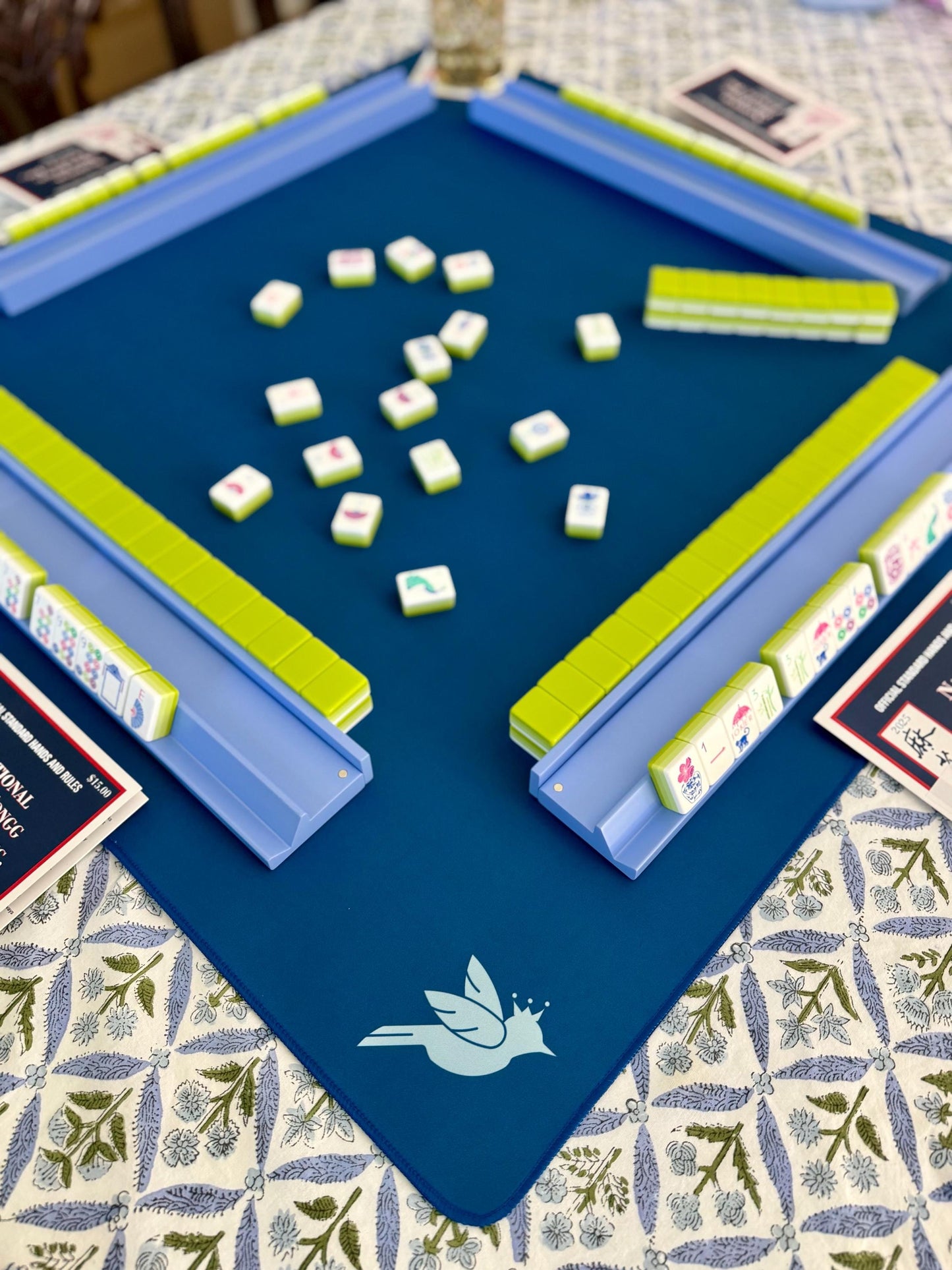 Mahjong playing mat Navy Blue Mahjong neoprene mat Light blue mahjong mat
