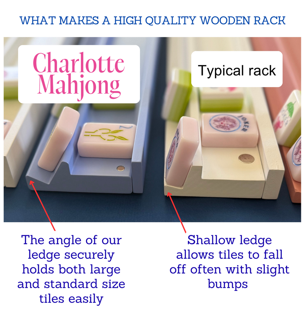 mahjong rack quality comparison ledge for all size mahjong tiles with an angle to prevent falling