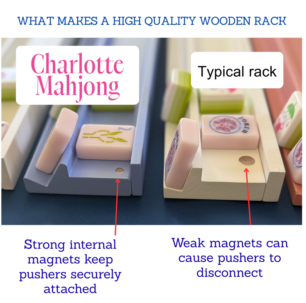 mahjong rack magnet comparison showing strong internal magnets vs weak magnets"
