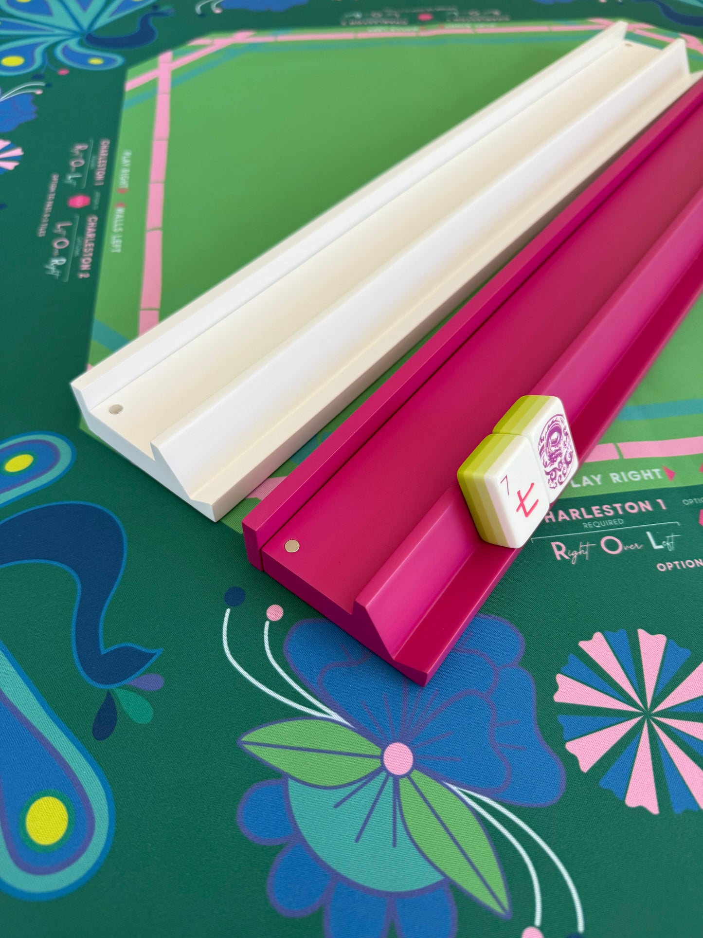 Wooden Mahjong Rack with Magnetic Pusher – Set of 4 19" racks