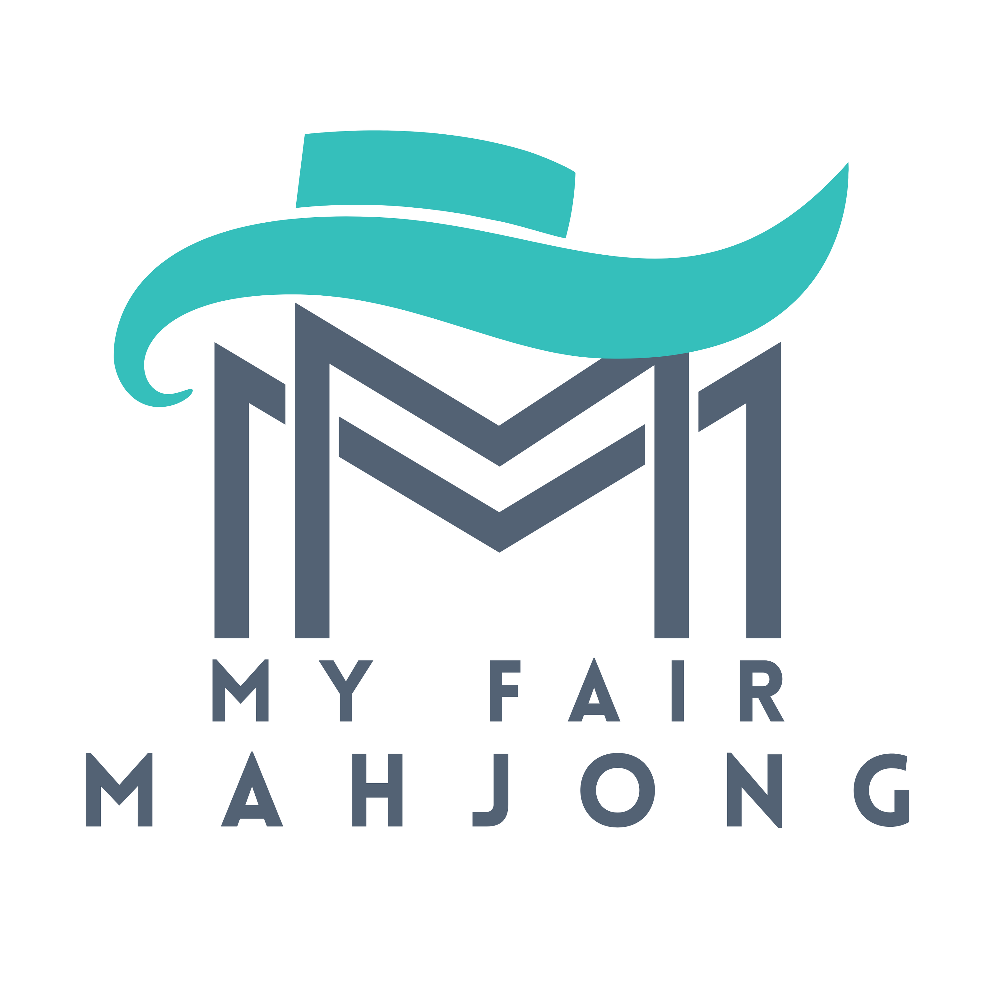 Logo for 'My Fair Mahjong' with a stylized hat and text on a white background
