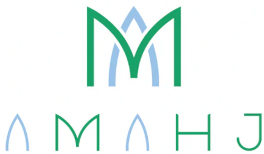 Logo with stylized letters M and H on a white background