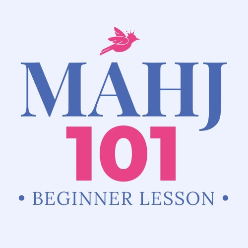 Logo with 'MAHJ 101 Beginner Lesson' text on a light purple background