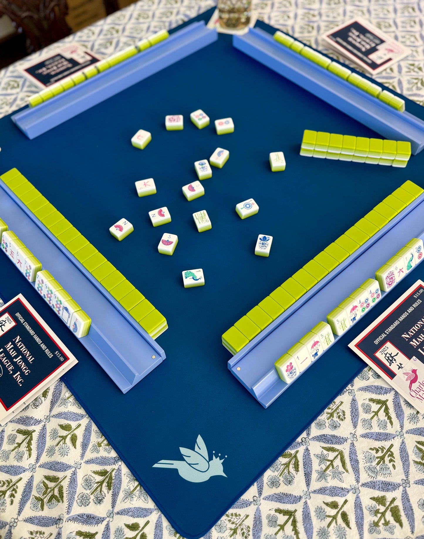 Mahjong playing mat Navy Blue Mahjong neoprene mat Light blue mahjong mat